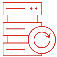 Icona rossa stilizzata di backup esterni