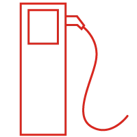 Icona rossa stilizzata della colonnina per la ricarica elettrica delle auto